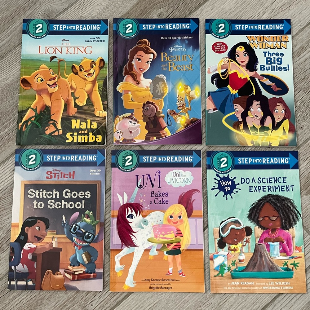 Step into Reading Level 2 Bundle of 6: Disney, Lion King, Beauty and the Beast